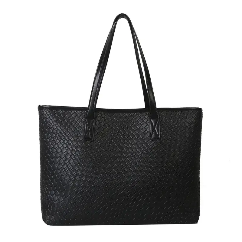 Retro Korean Style Woven Stitching Tote Bag for Women - Image 10
