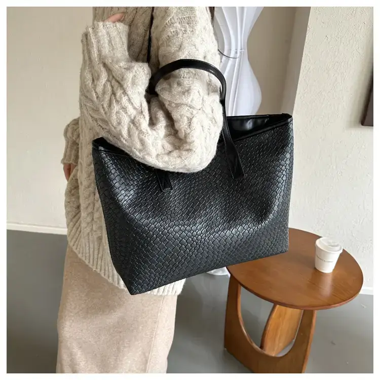 Retro Korean Style Woven Stitching Tote Bag for Women — feature 10