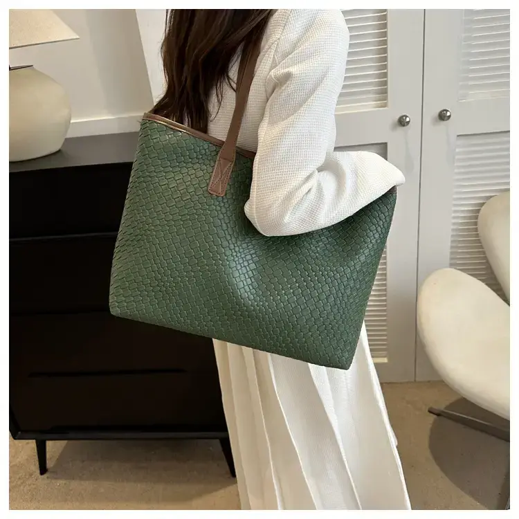 Retro Korean Style Woven Stitching Tote Bag for Women — feature 13