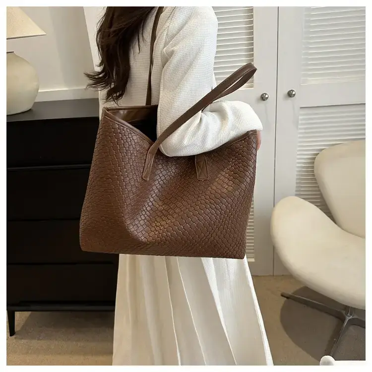 Retro Korean Style Woven Stitching Tote Bag for Women — feature 15