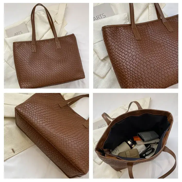 Retro Korean Style Woven Stitching Tote Bag for Women — feature 7