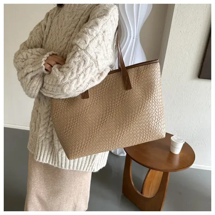 Retro Korean Style Woven Stitching Tote Bag for Women — feature 8