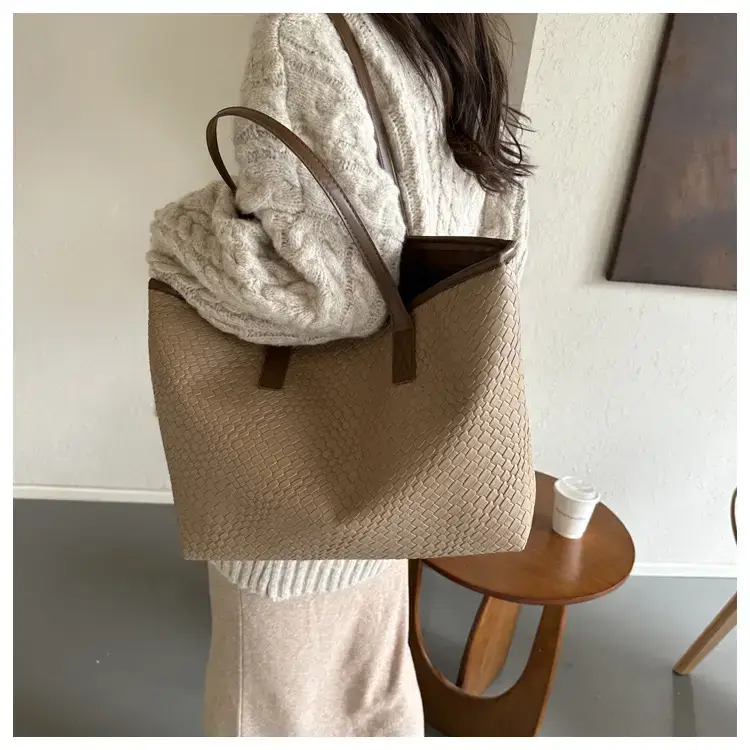 Retro Korean Style Woven Stitching Tote Bag for Women — feature 9