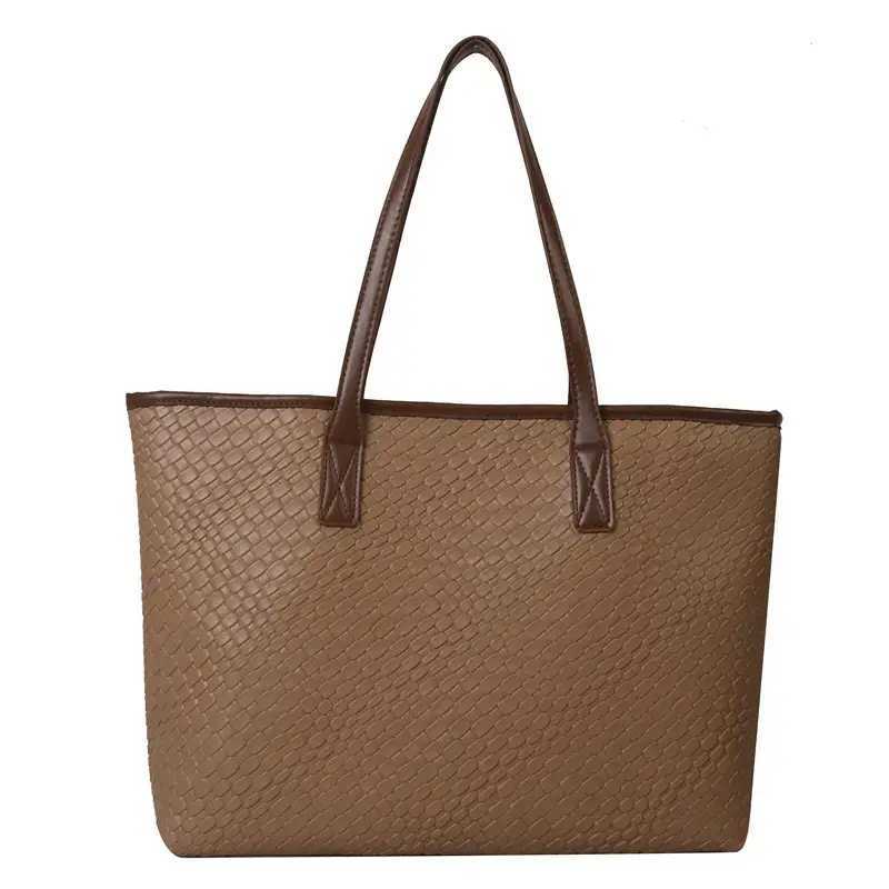 Retro Korean Style Woven Stitching Tote Bag for Women - Image 2