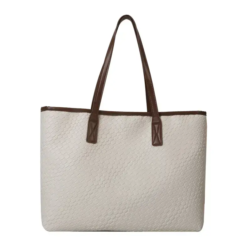 Retro Korean Style Woven Stitching Tote Bag for Women - Image 4