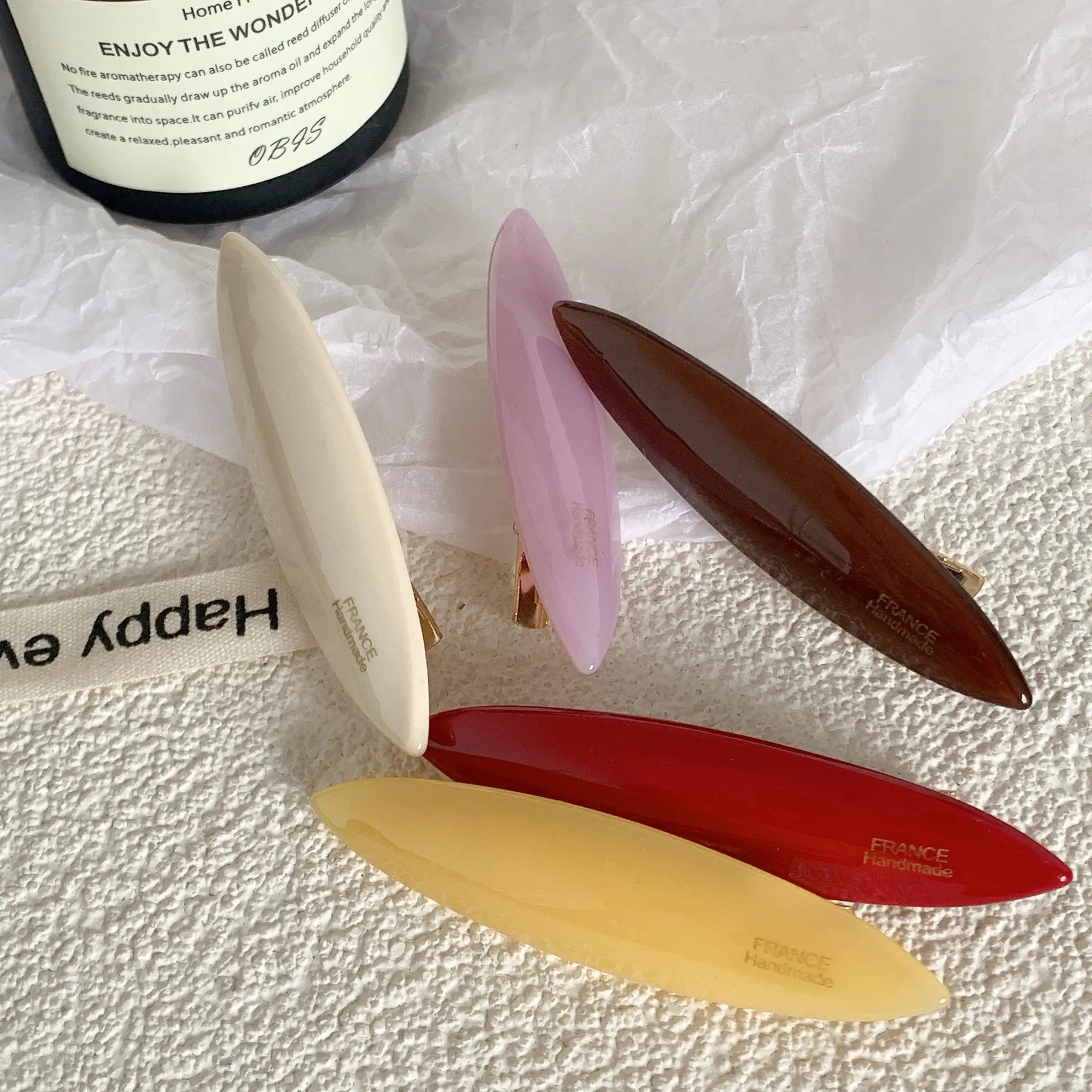 Red French Retro Hair Clip with Gold Label