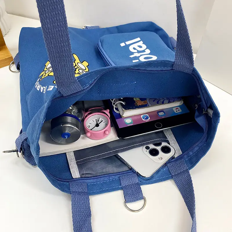 Blue Canvas Shoulder Bag 2023 Women Large Capacity Korean Fashion - Image 9