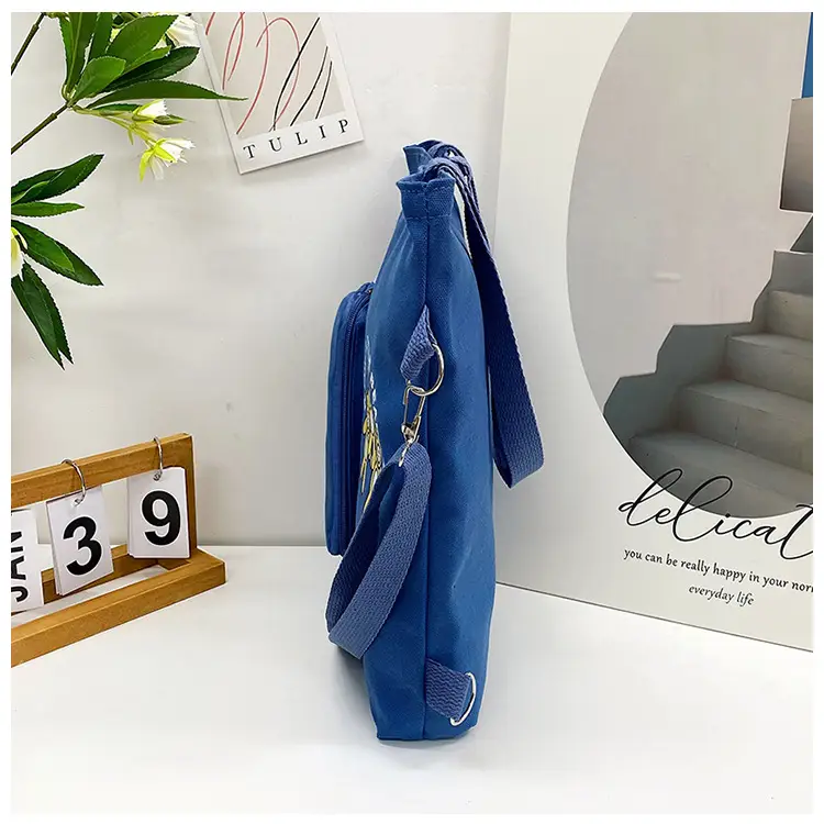 Blue Canvas Shoulder Bag 2023 Women Large Capacity Korean Fashion — feature 13