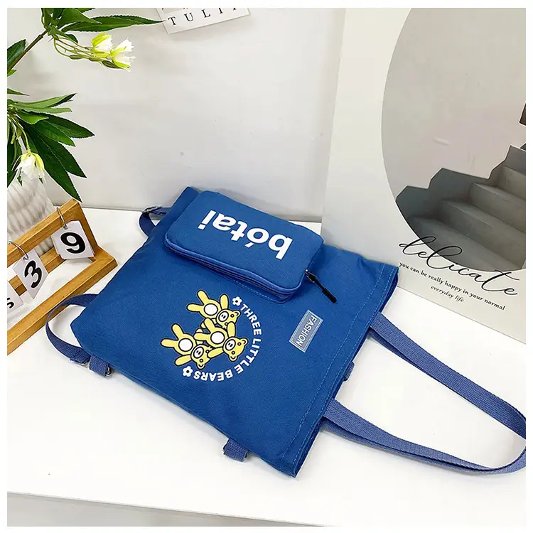 Blue Canvas Shoulder Bag 2023 Women Large Capacity Korean Fashion — feature 15