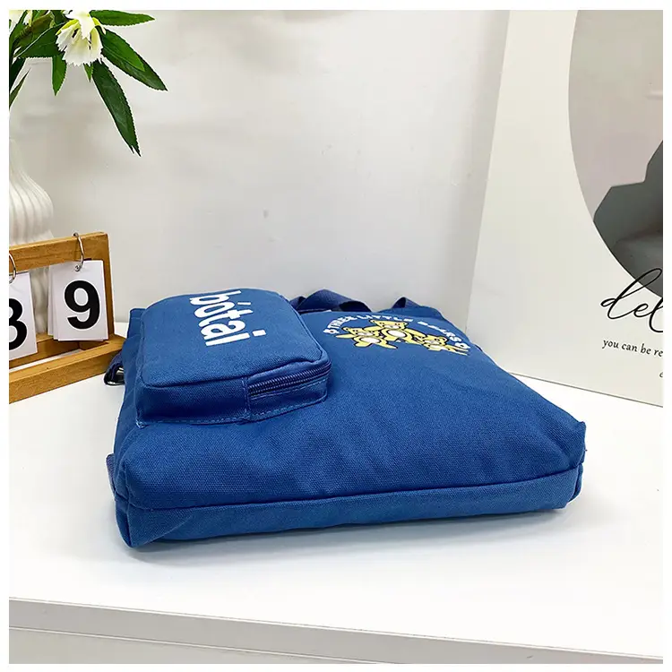 Blue Canvas Shoulder Bag 2023 Women Large Capacity Korean Fashion — feature 16