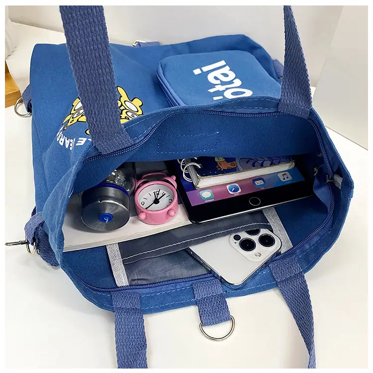 Blue Canvas Shoulder Bag 2023 Women Large Capacity Korean Fashion — feature 18