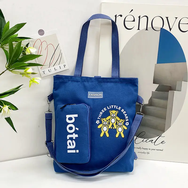 Blue Canvas Shoulder Bag 2023 Women Large Capacity Korean Fashion - Image 4