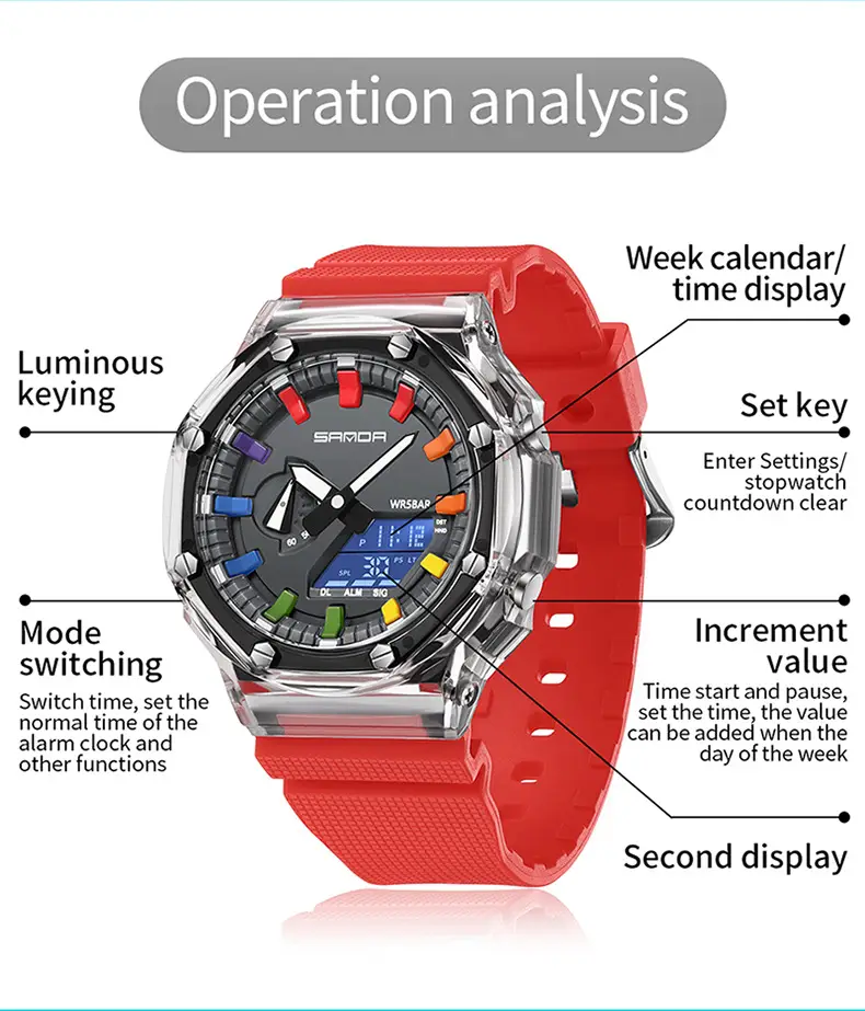 Sanda Cross-Border Electronic Watch Youth Luminous Sports Watch — feature 28
