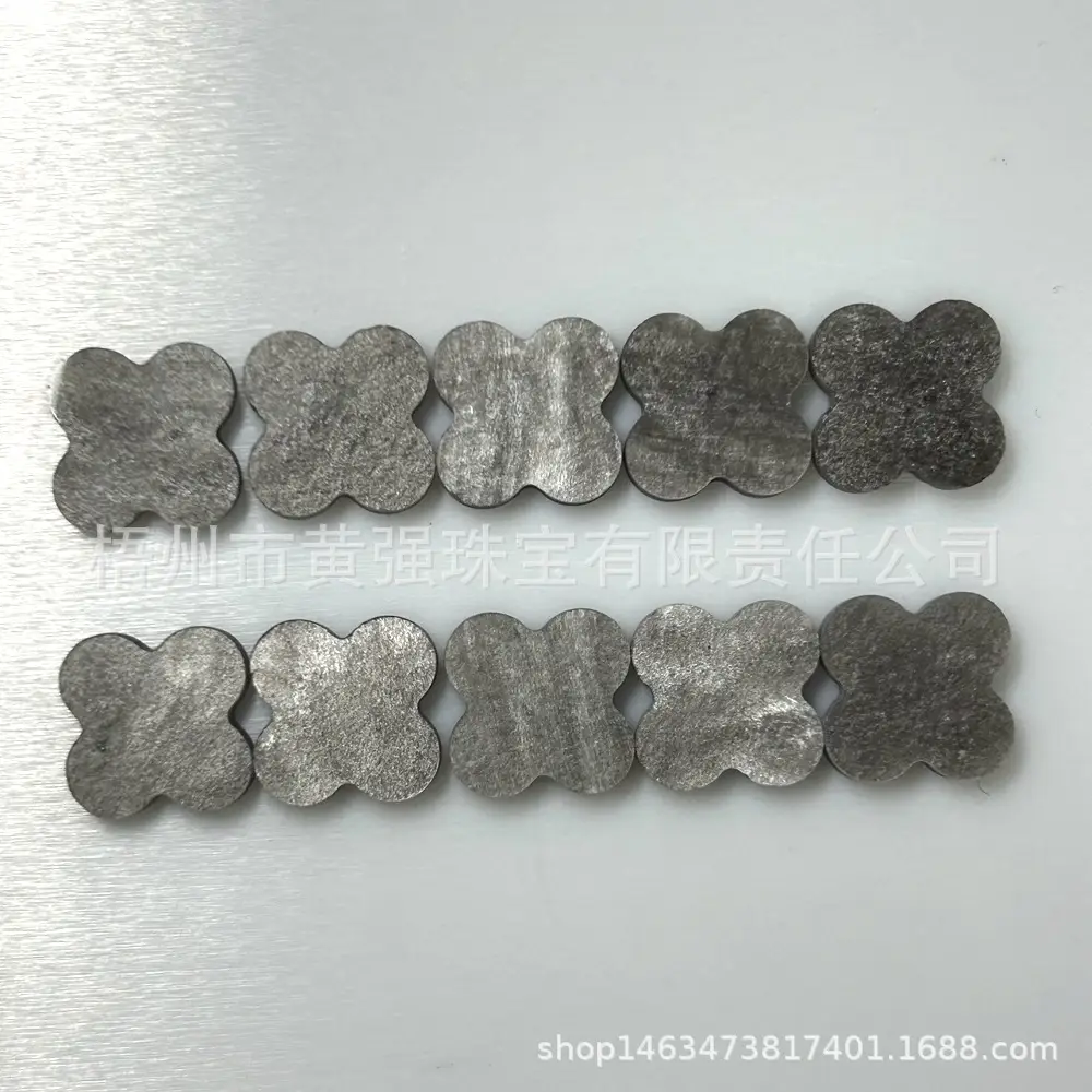 Dubai New Gold Goods Quality Natural Silver Obsidian Four-leaf Clover Necklace - Image 5