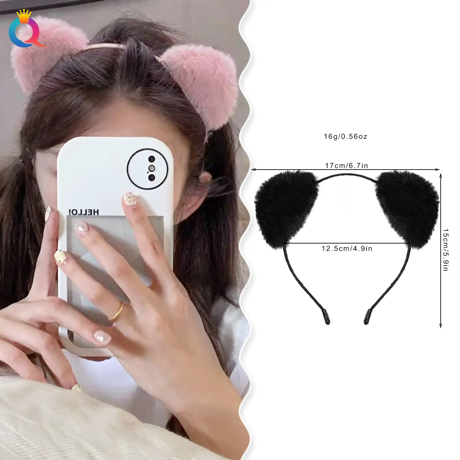 Cute Plush Cat Ears Headband for Women - Image 5