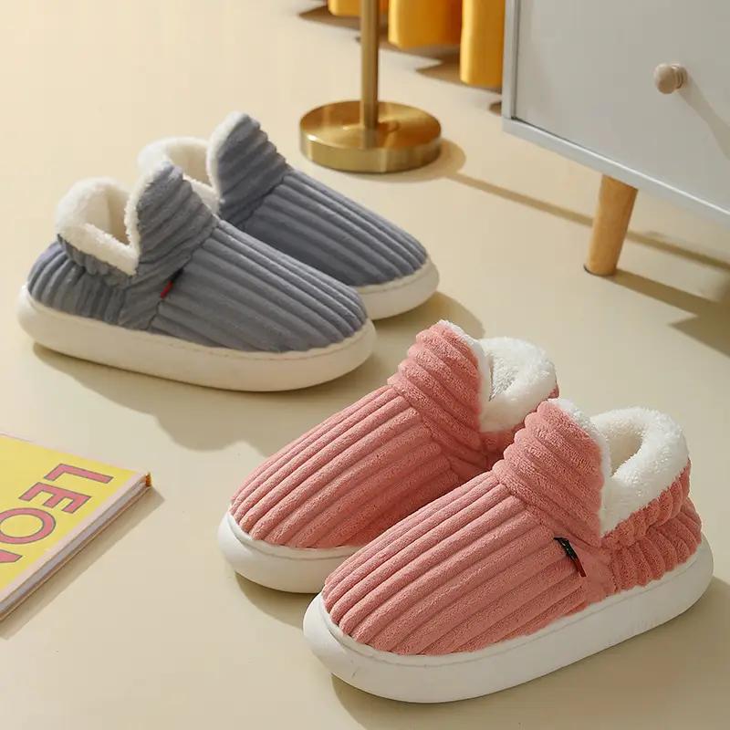 Cross-Border New Winter Bag Heel Cotton Shoes for Women Indoor Couple Home Non-Slip Thick Sole Warm Furry Shoes - Image 6
