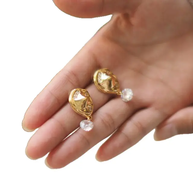Knocking Lava Diamond Zircon Earrings Pendant Tassel - Image 5
