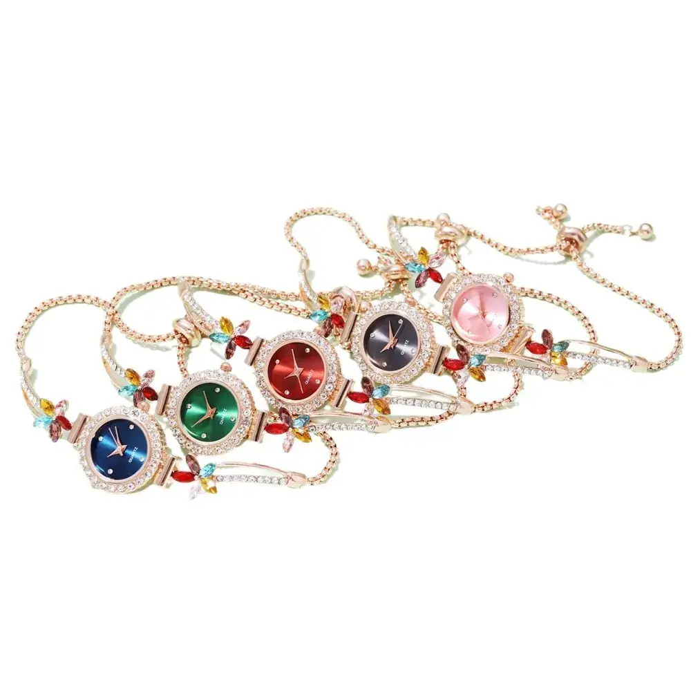 Women's Cross-Border Diamond Petal Bracelet Watch Set - Image 9