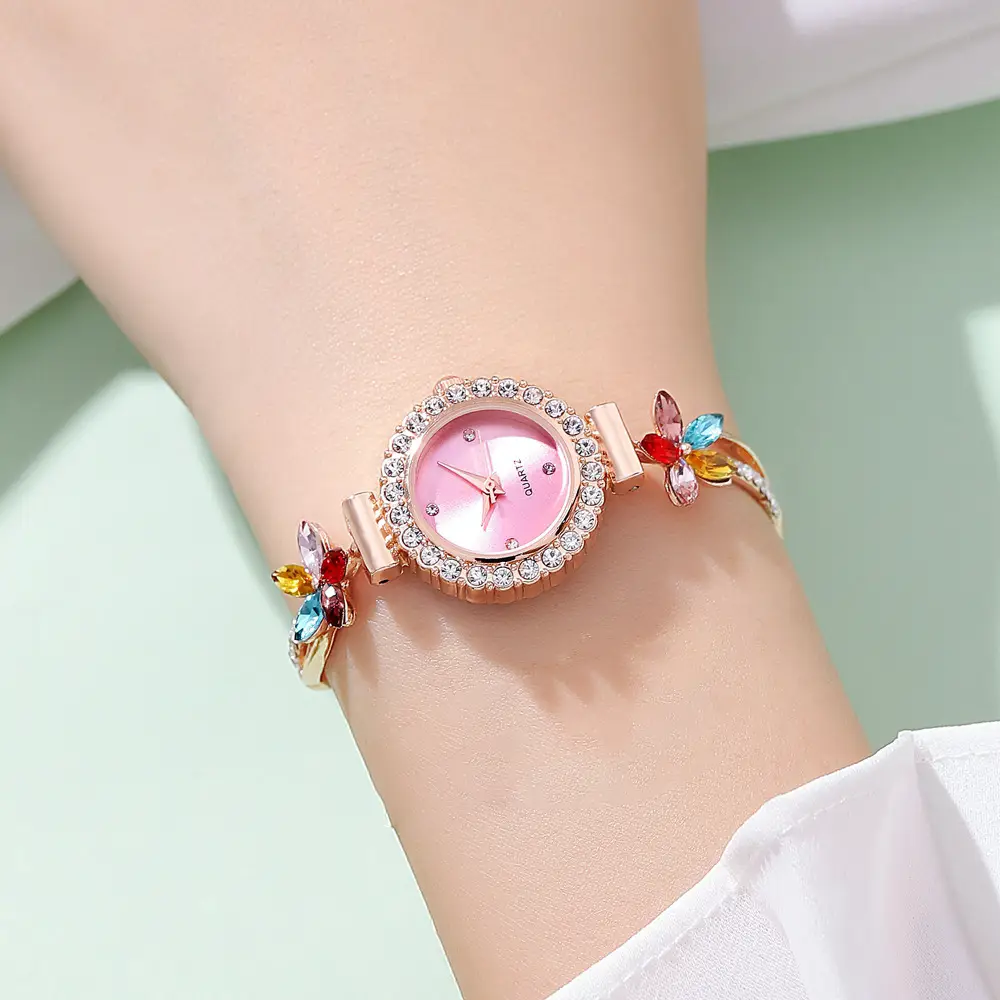 Women's Cross-Border Diamond Petal Bracelet Watch Set — feature 12