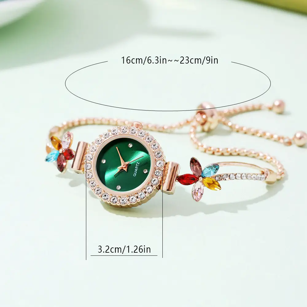 Women's Cross-Border Diamond Petal Bracelet Watch Set — feature 17