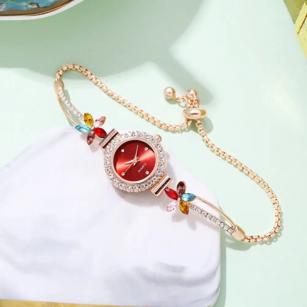 Women's Cross-Border Diamond Petal Bracelet Watch Set — feature 18