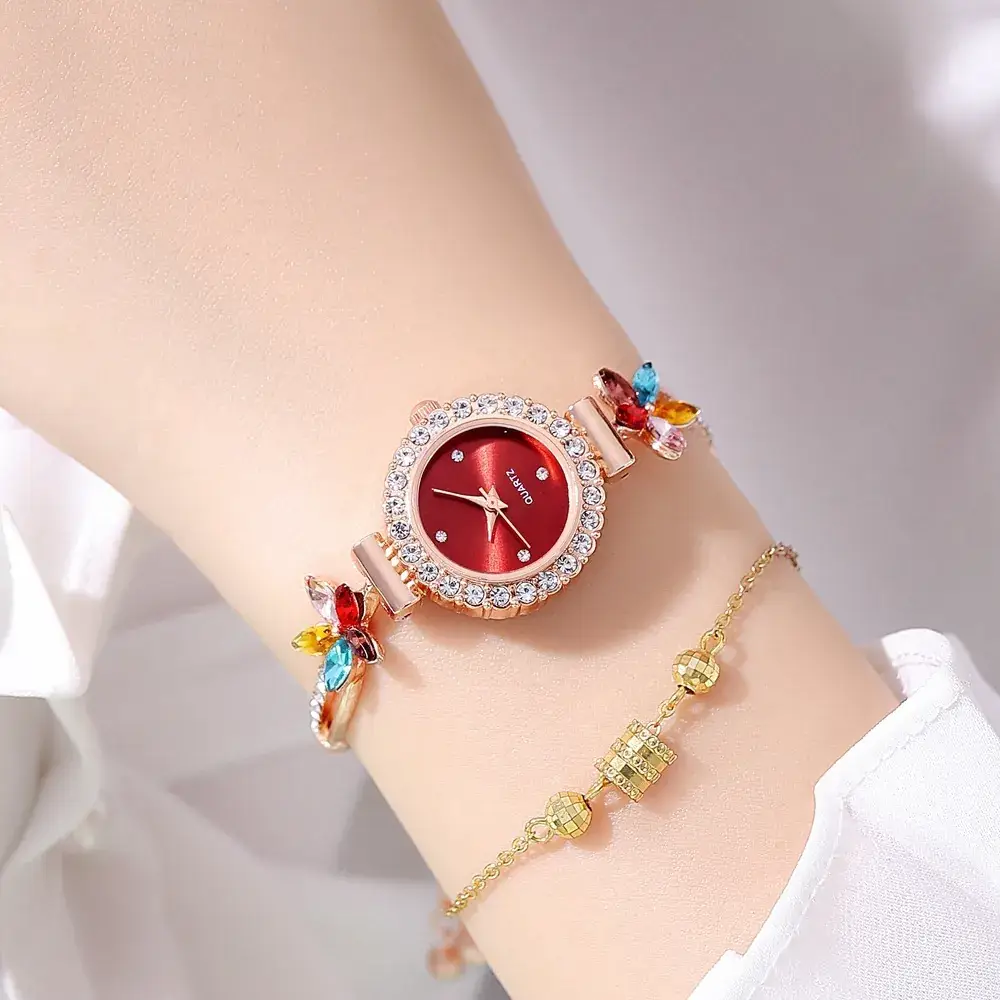 Women's Cross-Border Diamond Petal Bracelet Watch Set - Image 4
