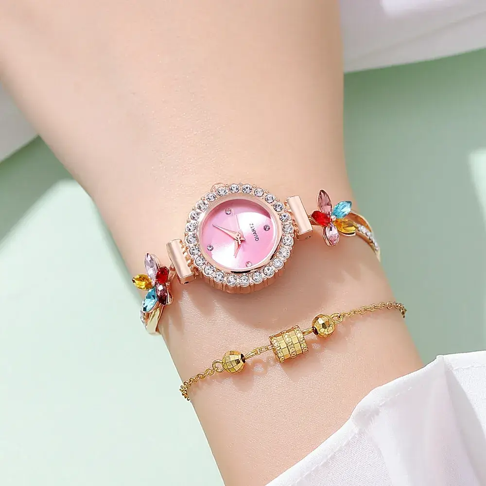 Women's Cross-Border Diamond Petal Bracelet Watch Set - Image 5