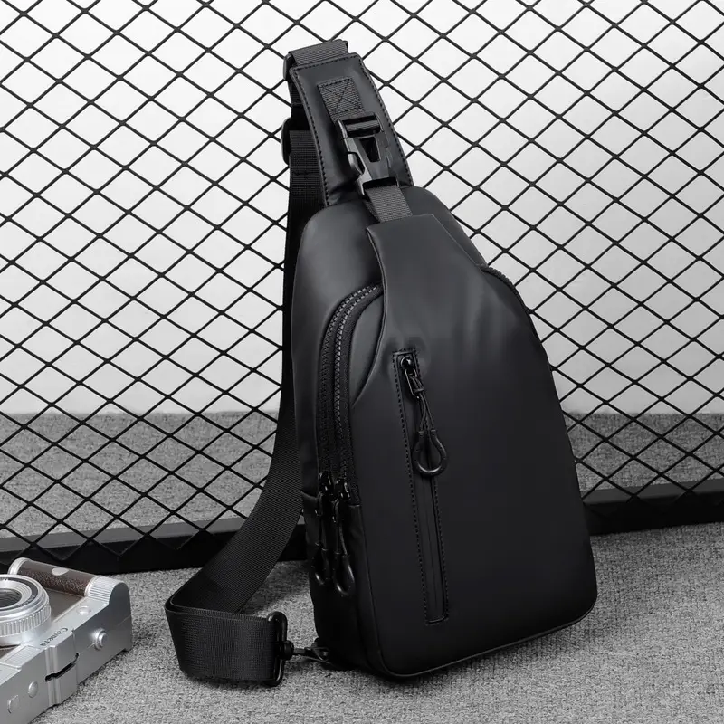 Men's Waterproof Korean Style Chest Bag Black - Image 6