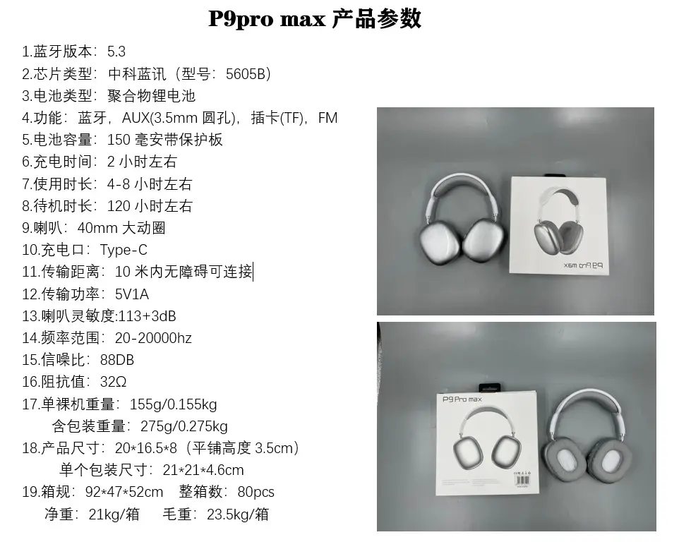 P9Promax Wireless Bluetooth 5.3 Headset 5.3 Huaqiangbei — feature 4