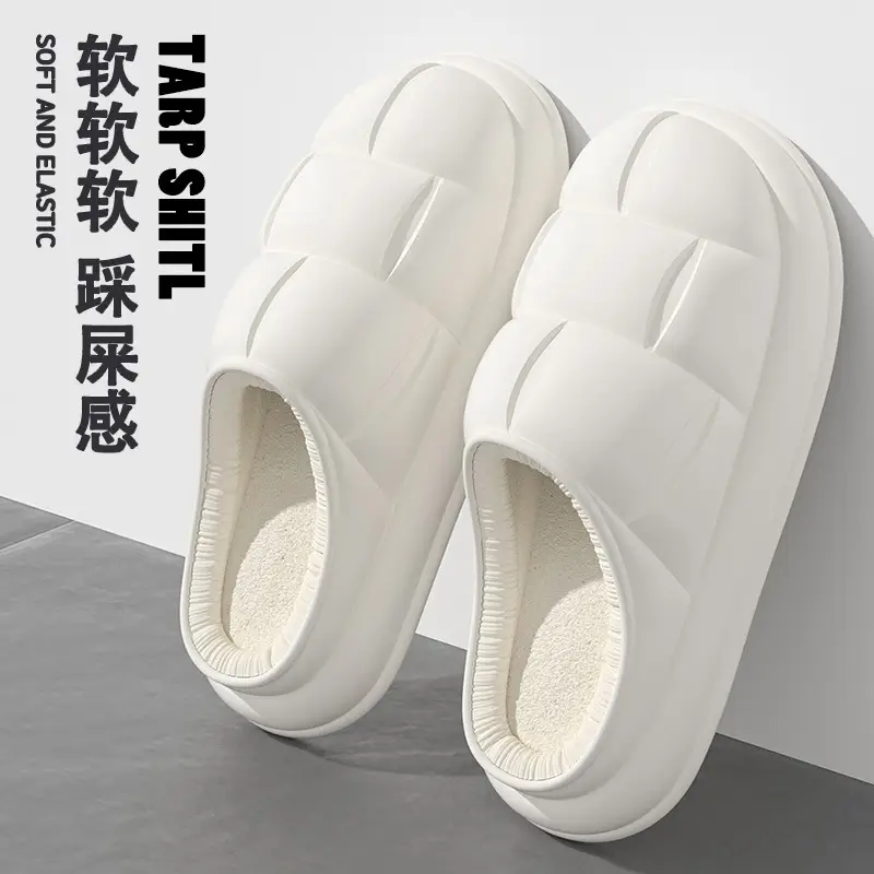 Cotton slippers on excrement feeling autumn and winter deodorant women warm indoor home couples thick-soled cotton shoes men's wholesale waterproof - Image 4