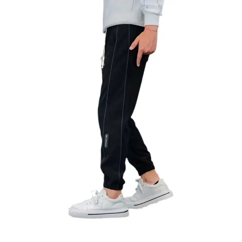 Men's Black Sweatpants Ankle-Tied Spring Winter Loose Gray