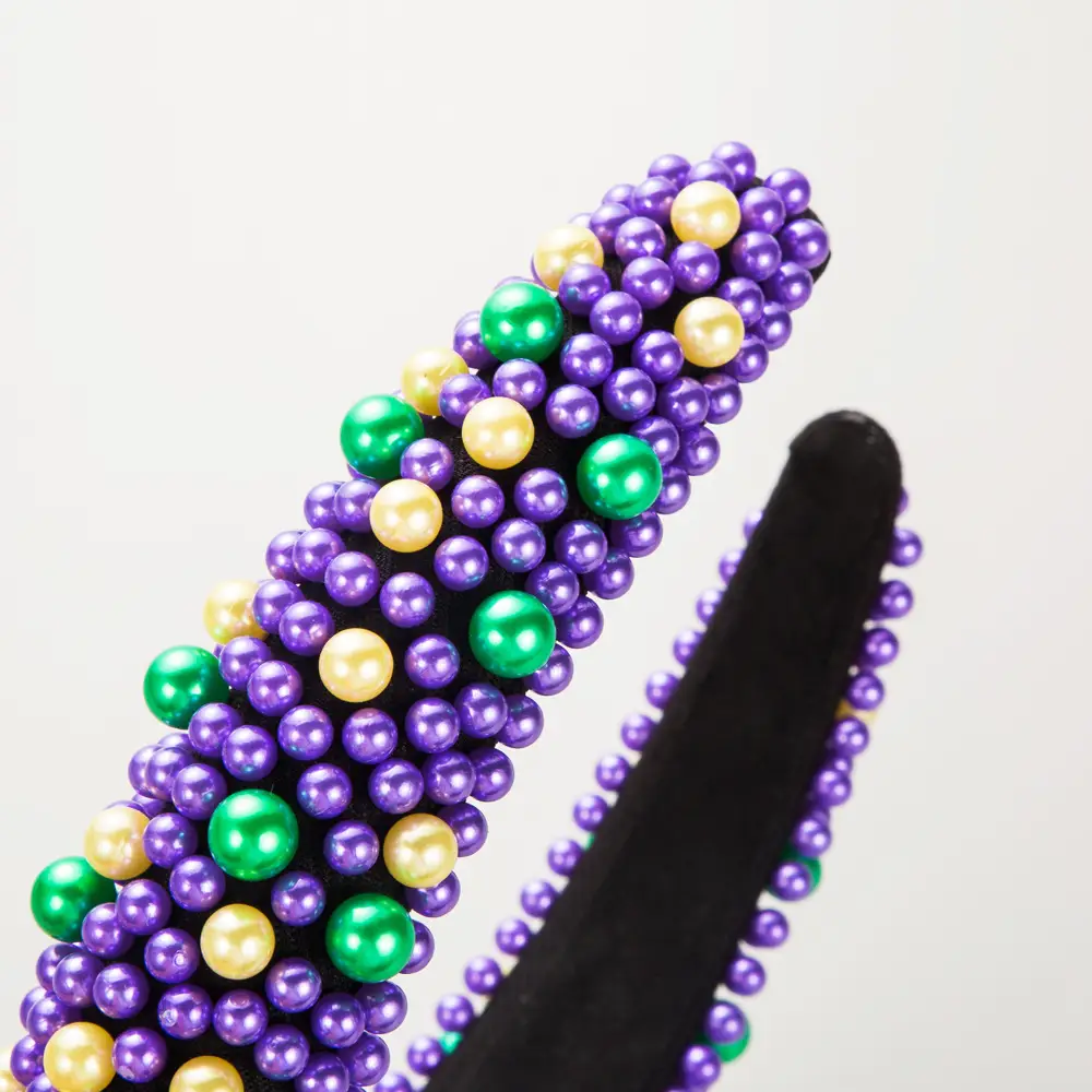 European American High Cranial Top Sponge Pearl Headband Valentine's Day Pink - Image 12