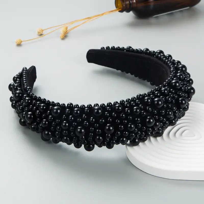 European American High Cranial Top Sponge Pearl Headband Valentine's Day Pink - Image 5