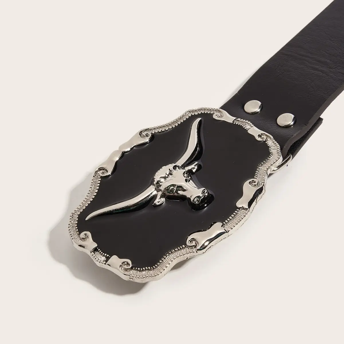 Black Rivet Belt for Women Punk Style Wide Fit - Image 4