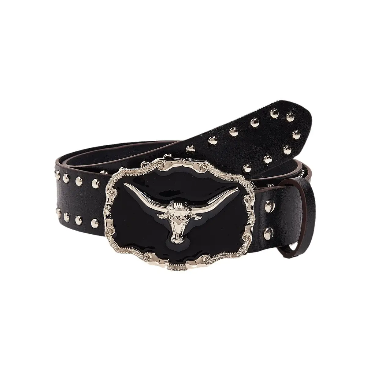 Black Rivet Belt for Women Punk Style Wide Fit - Image 5