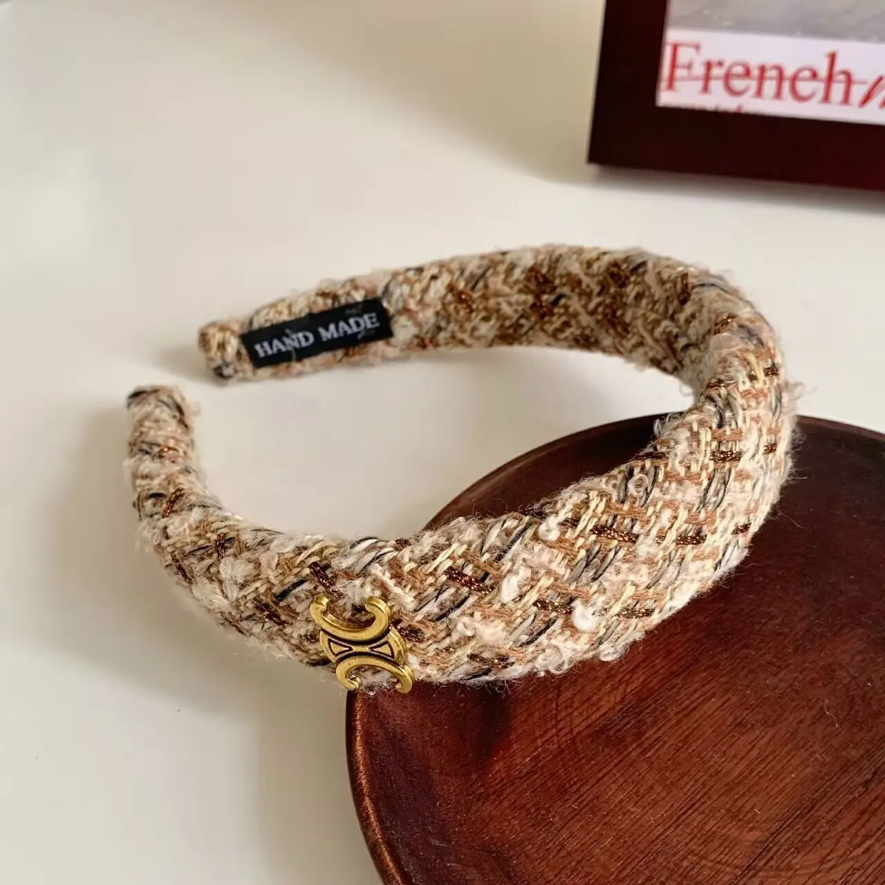 French Retro Wool Knitted Letter Headband 2023