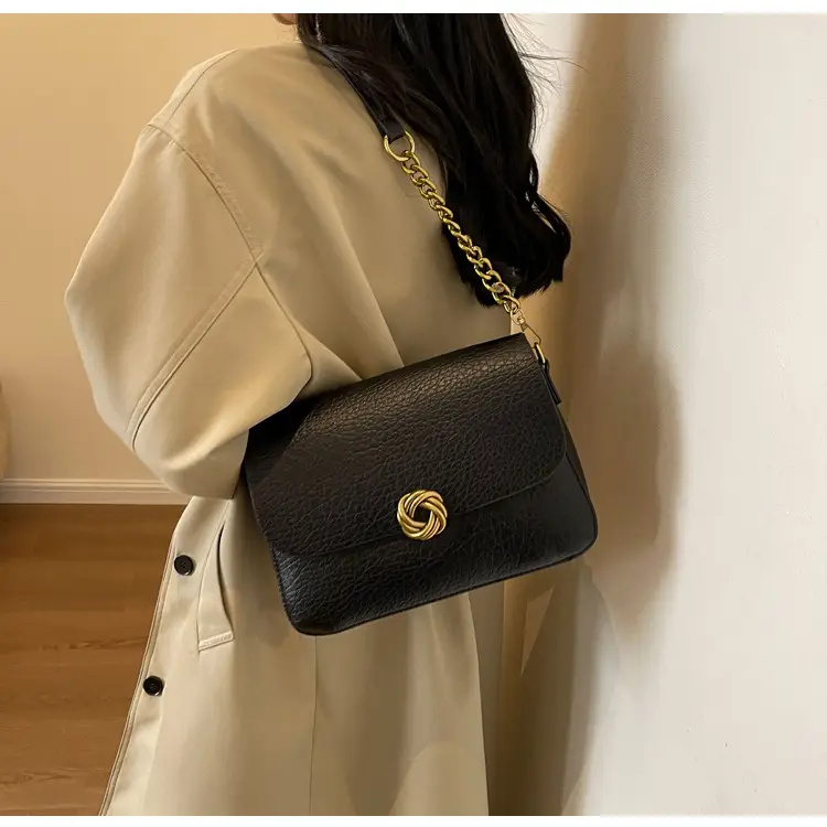 Women's Brown Leather Crossbody Bag with Chain Strap — feature 15