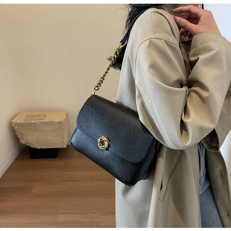 Women's Brown Leather Crossbody Bag with Chain Strap — feature 16