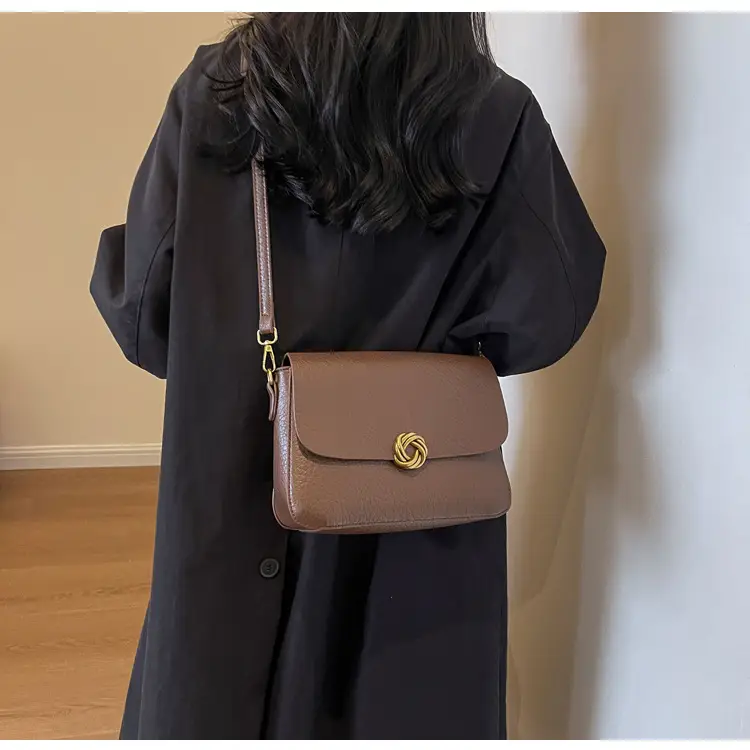 Women's Brown Leather Crossbody Bag with Chain Strap — feature 21