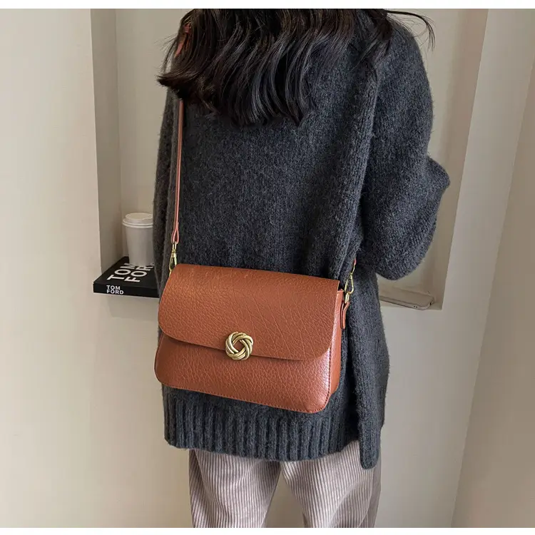 Women's Brown Leather Crossbody Bag with Chain Strap — feature 25