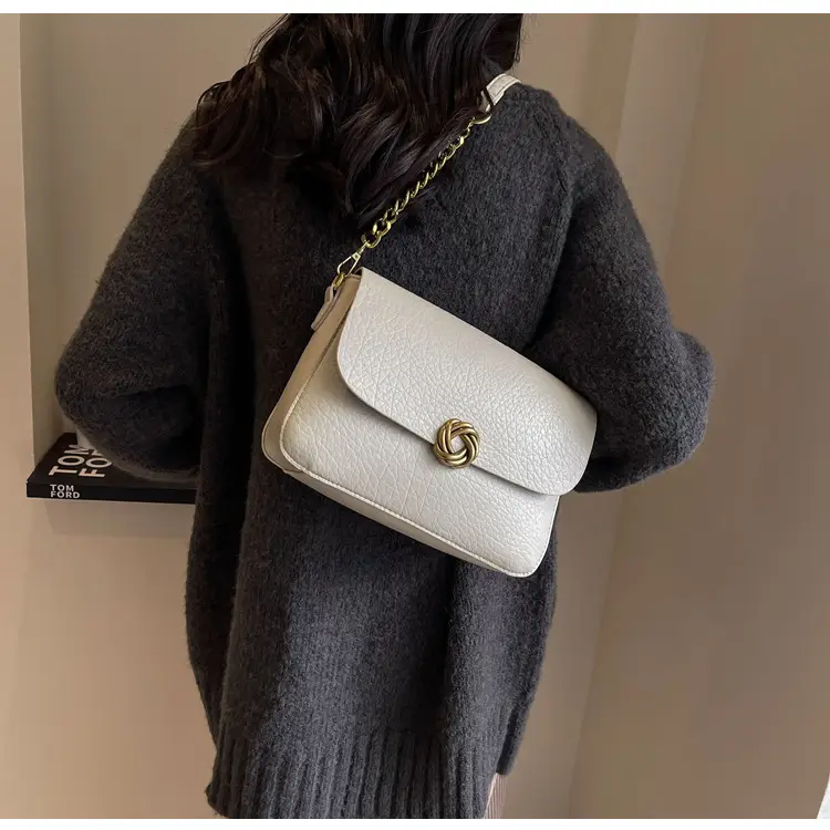 Women's Brown Leather Crossbody Bag with Chain Strap — feature 26