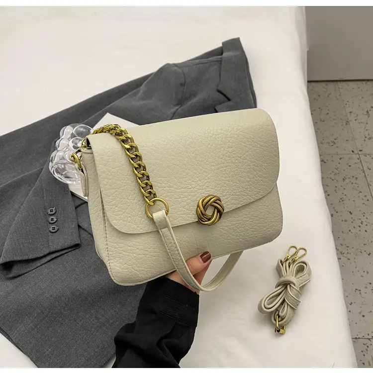 Women's Brown Leather Crossbody Bag with Chain Strap — feature 30