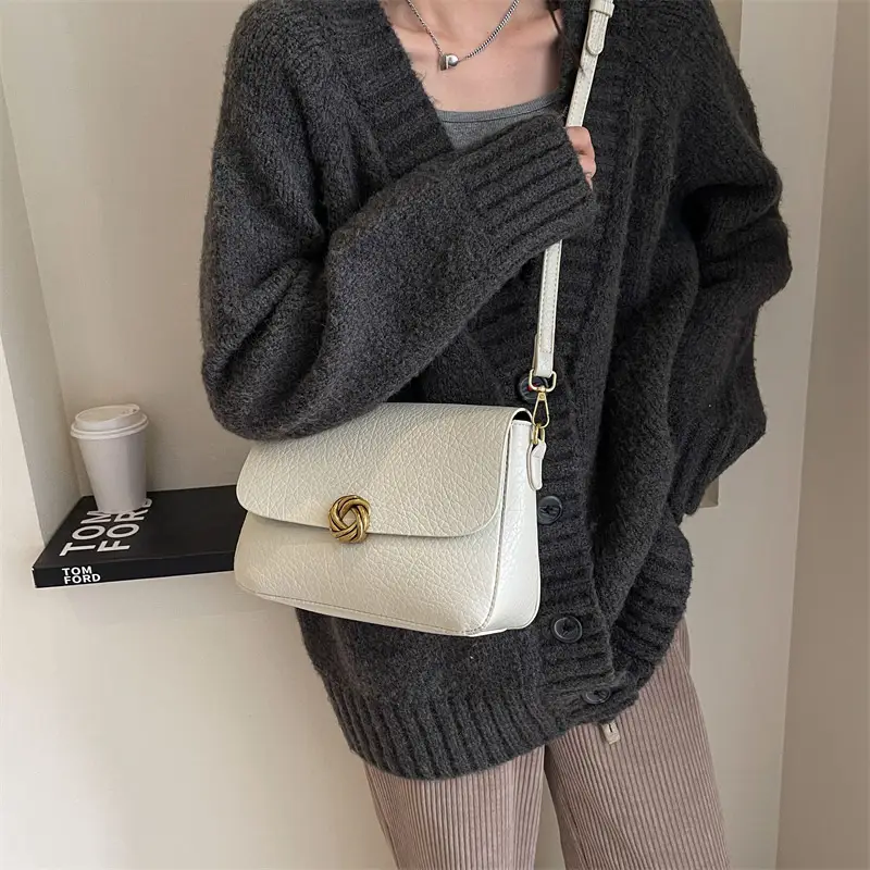 Women's Brown Leather Crossbody Bag with Chain Strap