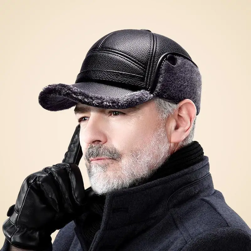 Men's Winter Fleece Lined Peaked Cap with Windproof Ear Protection - Image 6