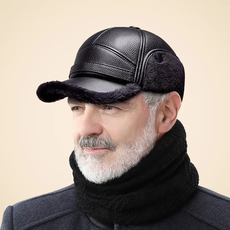 Men's Winter Fleece Lined Peaked Cap with Windproof Ear Protection - Image 7