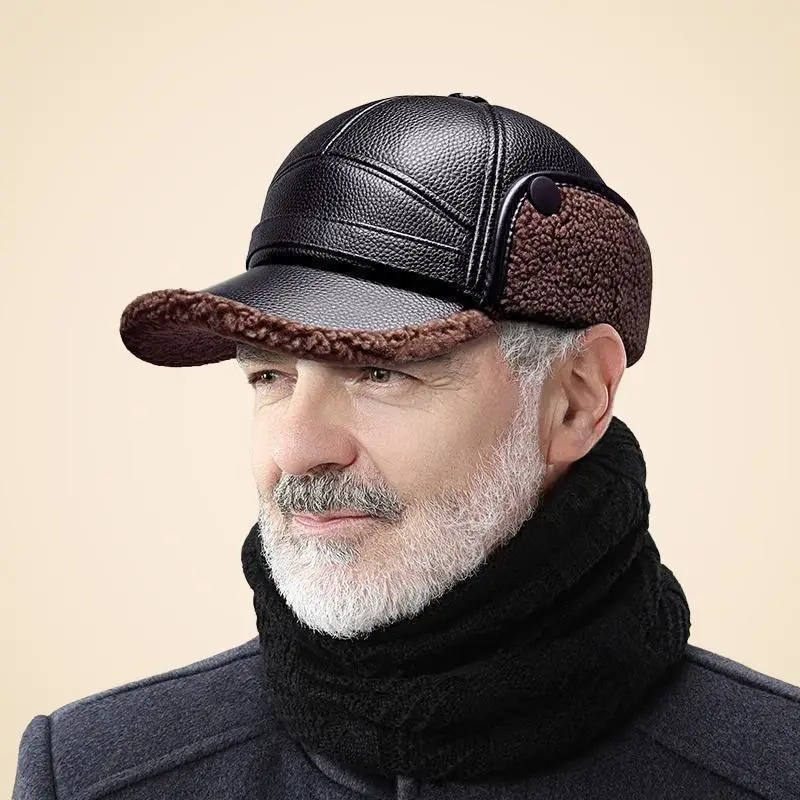 Men's Winter Fleece Lined Peaked Cap with Windproof Ear Protection - Image 3