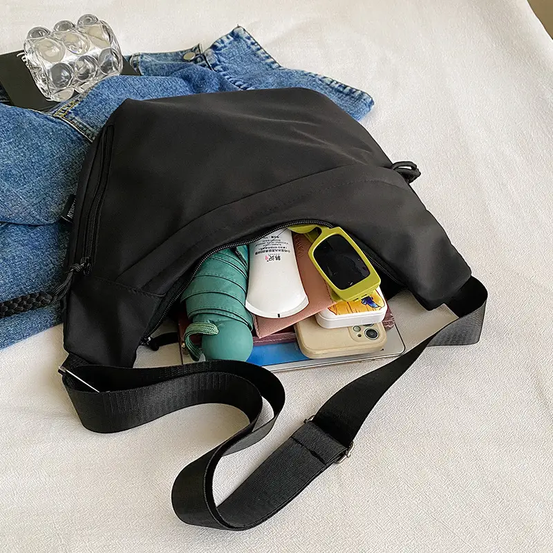 Women Oxford Cloth Messenger Bag Black Large Capacity - Image 8