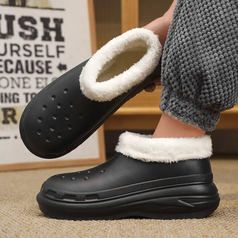 Cotton slippers men's winter fashion couple's bag heel fleece-lined thick warm waterproof cotton shoes snow boots - Image 4