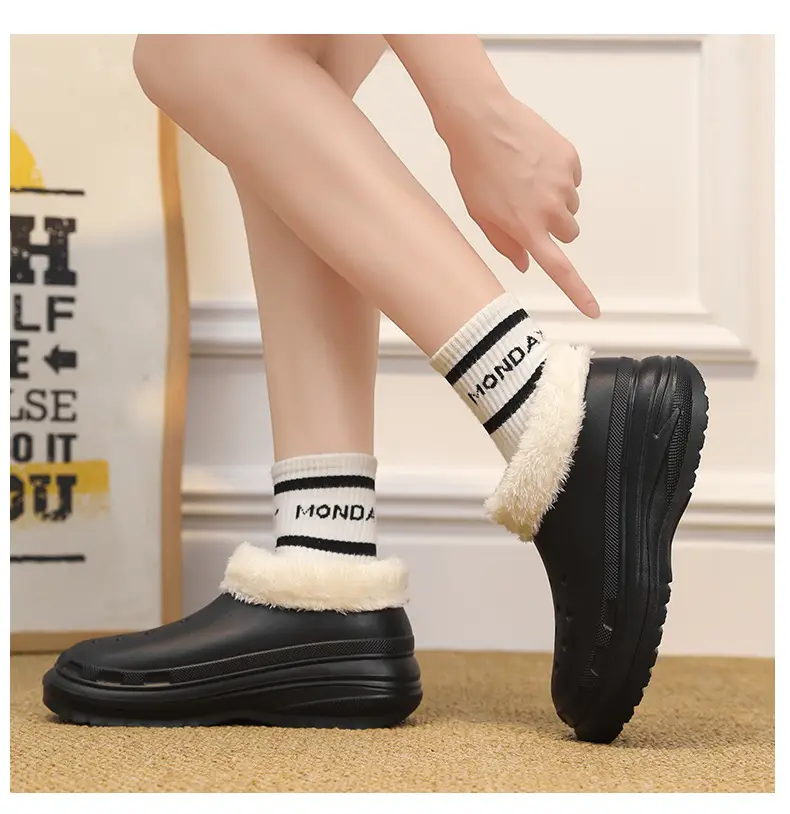 Cotton slippers men's winter fashion couple's bag heel fleece-lined thick warm waterproof cotton shoes snow boots — feature 9