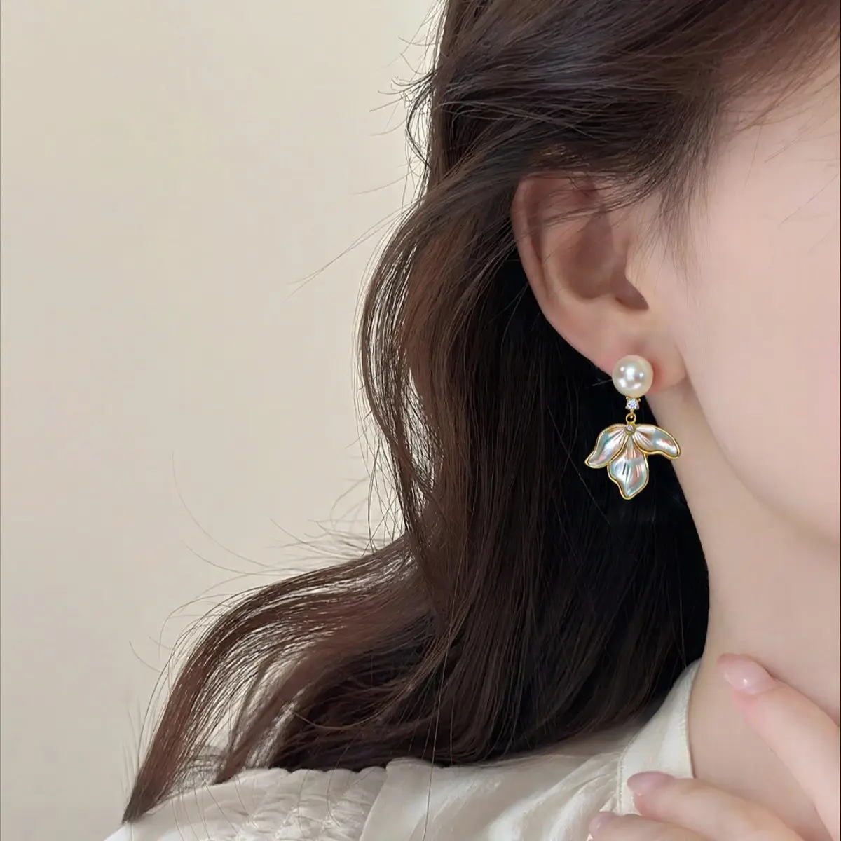 Women Pearl Leaf Earrings 18K Gold Filled S925 Sterling Silver - Image 6